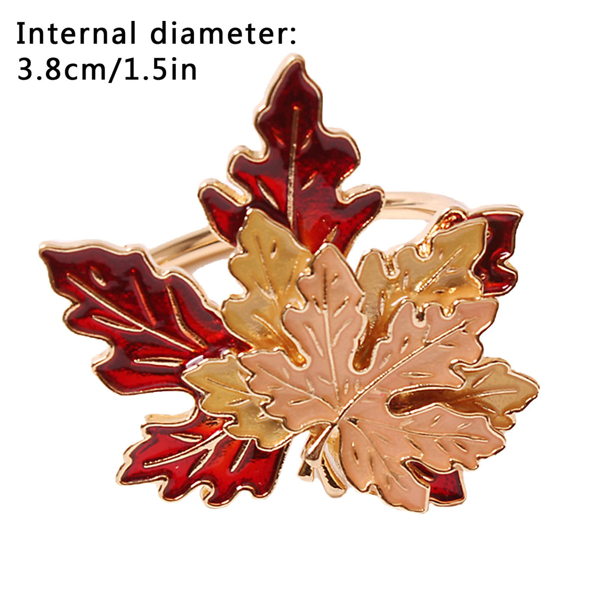 Mokylor Maple Leaf Napkin Rings, Zinc Alloy, Set of 8, Orange