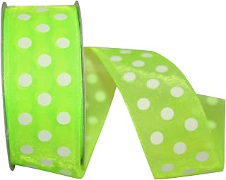 Reliant Ribbon 25639-185-09J Chiffon Asprin Dot Ribbon, 1-1/2 Inch X 25 Yards, Citrus