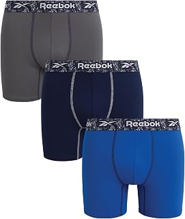 Reebok Mens Boxer Briefs Moisture-Wicking Stretch Pouch 3 Pack, 6'' Inseam