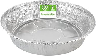 Responsible Products 9 inch Round Cake Pie Pans, Forever-Recyclable™ Aluminum, Extra Strength for Take Out, Cooking, Baking, Freezing and Meal Prep (500 Count)