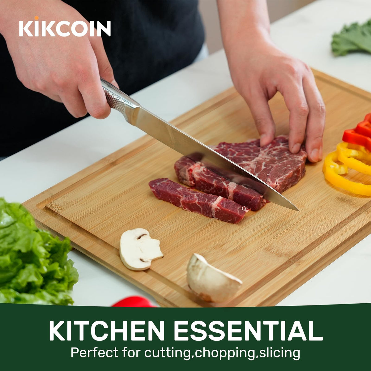 Kikcoin Bamboo Cutting Board, Extra Large 24 x 18 Inch, Natural