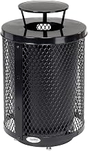 Global Industrial Outdoor Diamond Steel Trash Can with Rain Bonnet Lid