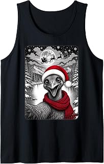 Emu Bird Christmas Selfie Full Moon Night Starry Sky Xmas Tank Top