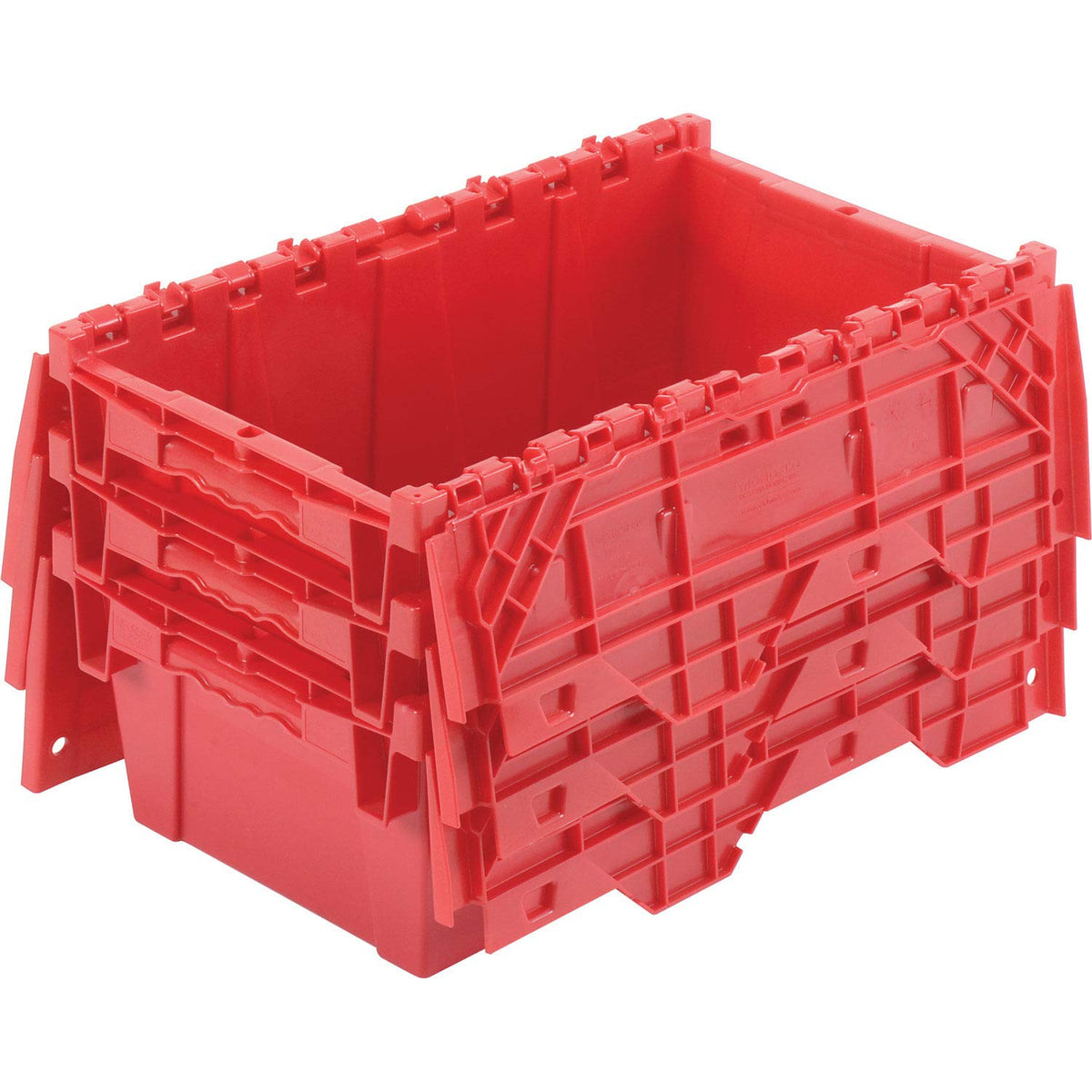 Global Industrial Distribution Container With Hinged Lid 19-5/8x11-7/8x7 Red by Monoflo – 19.625 x 11.875 x 7 inches, 19.75 liters, High Density Polyethylene, Red, Model 442218RD