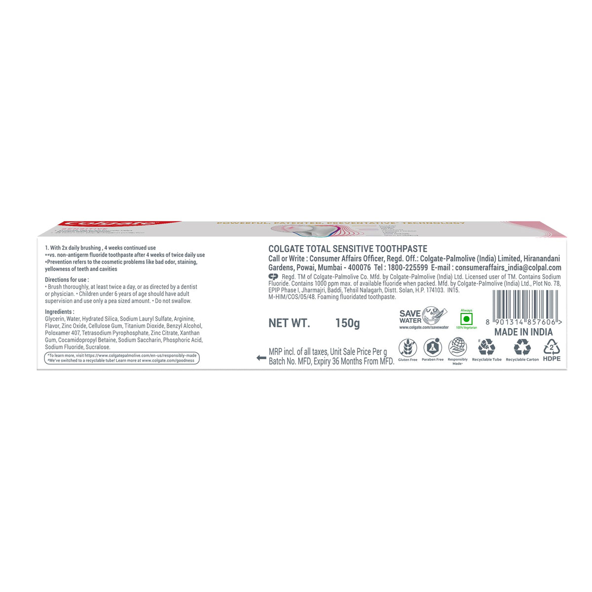 Total Sensitive Toothpaste - 150 Grams(5.2 Ounce) by Colgate – 5.2 Ounce (Pack of 1), Model 102175280
