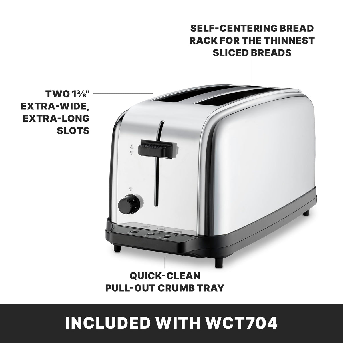 Waring Silver / Double Slot Chrome Toaster / 2 extra long and extra-wide 1-3/8-inch slots Toasters
