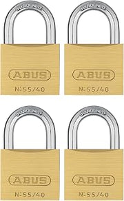 ABUS 55/40 Solid Brass Padlock with 2 Keys for School, Gym, Cabinet | 1 1/2in (40mm) Wide (Keyed Alike, 4 Pack)