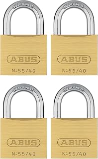 ABUS 55/40 Solid Brass Padlock with 2 Keys for School, Gym, Cabinet | 1 1/2in (40mm) Wide (Keyed Alike, 4 Pack)