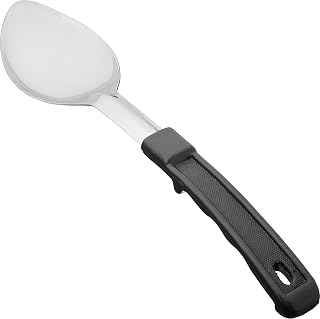 Winco 11" Stainless Steel Basting Solid Spoon with Stop Hook Handle | Stop-hook, Heavy-duty, Solid design, Great for Cooking, Buffet Service, Food Preparation and Serving