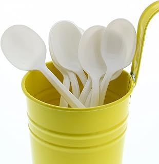 AmerCareRoyal Medium Weight Unwrapped Disposable Polypropylene Plastic Soup Spoons for Restaurants and Catering, White, Pack of 1000