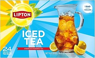Lipton Unsweetened Iced Tea Bags, Gallon-Sized Zero Calories, 24 Total Tea Bags