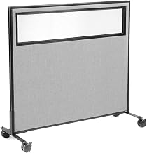 Global Industrial 48-1/4"W x 45" H Mobile Office Partition Panel with Partial Window, Gray