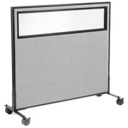 48-1/4"W x 45" H Mobile Office Partition Panel with Partial Window by Global Industrial – Alloy Steel, Grey, Model 694982MGY