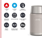 ICON Thermal Food Container 0.71 L 14 Hours Hot Sandstone Mat by THERMOS – 710 ml, 710.0 milliliters, Stainless Steel, Beige / Sandstone Mat, Model 4120323071