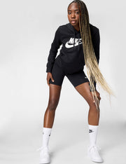Women's Sportswear Club Fleece Logo Pullover Hoodie by Nike – Large, Cotton Blend, Black/White, Model DQ5775