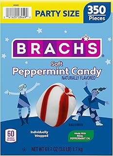 Brach's Soft Peppermint Candy, Individually Wrapped Pieces, 61.7 oz Carton (350 Pieces)