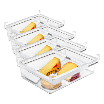 Good Grips Fridge Undershelf Drawer 14 in - for Deli Meat by OXO – 14-Inch (Pack of 4), Plastic, Clear, Pack of 4, Model 13346800