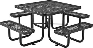 Global Industrial 46" Square Picnic Table, Expanded Metal, Black