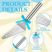 Teenyyou Hanukkah Latke Server Set, Stainless Steel, Silver with Blue Ribbons