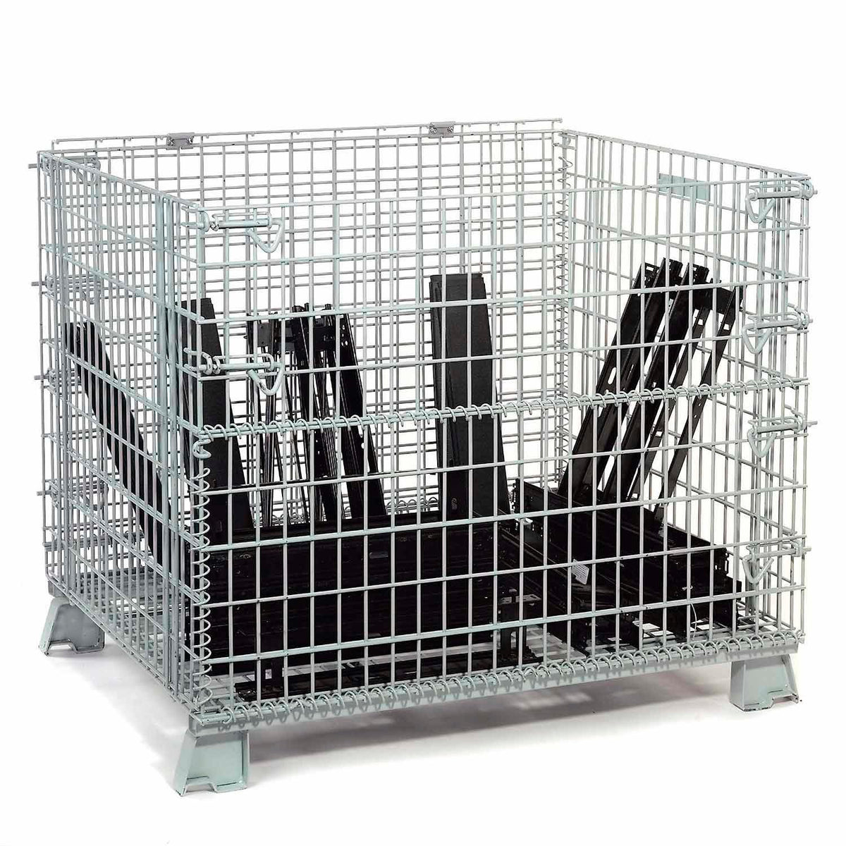 Wire Mesh Folding Open-Top Container by Global Industrial – Wire Mesh, Gray, Model 239343