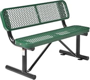Global Industrial 4'L Heavy Duty Expanded Metal Mesh Bench with Backrest