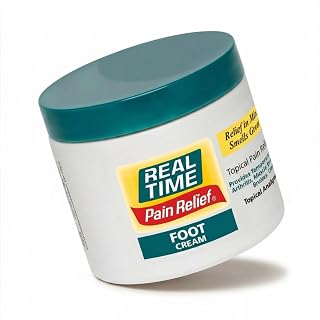 Real Time Pain Relief Foot Cream 4.4oz Jar | 15 Natural Ingredients: Menthol, Tea Tree Oil, Vitamin E & Emu Oil | Advanced Neuropathy Relief & Soothing Lotion for Tired, Swollen, Sore & Aching Feet