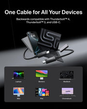 Thunderbolt 5 Cable USB-C USB4 120Gbps 240W High Speed Data Transfer Supports 4K/540Hz Heavy Duty for iPhone 16/MacBook/iPad Pro/iMac/Windows USB-IF Certified 1M Black by Belkin –
