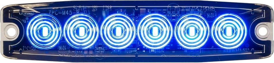 Buyers Products 8892204 5 Inch Blue LED Strobe Light, Ultraâ€‘Thin Surface Mount Warning Light, 6 LEDs, 23 Flash Patterns, Aluminum Housing, IPX8 Waterproof, for Trucks and Utility Vehicles