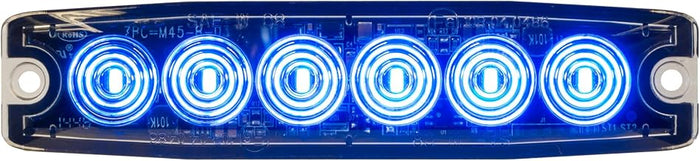 Buyers Products 8892204 5 Inch Blue LED Strobe Light, Ultraâ€‘Thin Surface Mount Warning Light, 6 LEDs, 23 Flash Patterns, Aluminum Housing, IPX8 Waterproof, for Trucks and Utility Vehicles