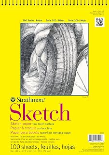 Strathmore 300 Series Sketch Pad, 14x17 inch, 100 Sheets, Top Wire - Artist Sketchbook for Drawing, Illustration, Art Class Students