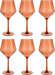 Fortessa Sole Outdoor Shatter Resistant BPA Free Premium Copolyester Plastic Drinkware 6 Pack, Terra Cotta Orange, Cabernet Glass