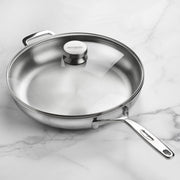 5-Plus 12.5-inch Stainless Steel Fry Pan with Glass Lid by Demeyere – 12.5-inch, Stainless Steel, Model 1015883