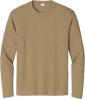 SPORT-TEK Long Sleeve PosiCharge Competitor Tee | Gym T-Shirt for Men & Women, Athletic Fit Workout Clothing for Spring & Summer Fashion Coyote Brown