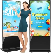 65 inch Indoor Digital Signage 4K Touchscreen IPS Floor Standing Digital Kiosks Interactive Displays with WiFi HDMI/USB Input Auto AD Player, Android OS
