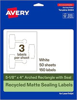 Avery Printable Sealing Labels, 5-1/8" x 4", Ecofriendly Recycled Matte White, Print-to-The-Edge Capability, Laser/Inkjet Printer Compatible, 150 Total, Great for Product Branding, Packaging & More