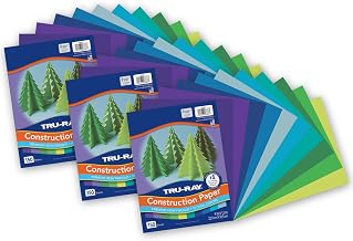 Tru-Ray Construction Paper, Cool Assorted, 9" x 12", 150 Sheets Per Pack, 3 Packs