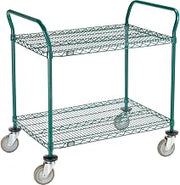 Nexel Utility Cart, 2 Shelf, Poly-Green, 36" L x 24" W x 39" H, Polyurethane Swivel Casters