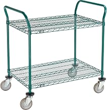 Nexel Utility Cart, 2 Shelf, Poly-Green, 36" L x 24" W x 39" H, Polyurethane Swivel Casters