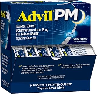 Advil PM Caplets, Ibuprofen 200mg, Sleep Aid, 50 Packets