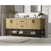 Elegant Kitchen and Bath 72" Double Bathroom Vanity in Honey Brown by Elegant Lighting – 72.00" W x 22.00" H x 20.00" D, Wood, Honey Brown, Model VF60772DMHB