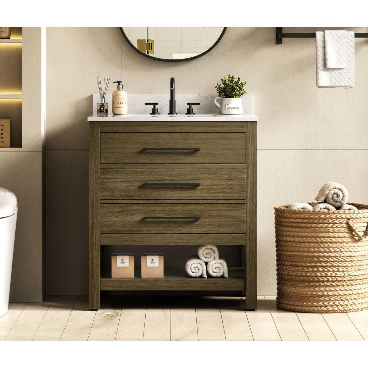 Karson Bathroom Vanity Chestnut Brown by Lighting Design – Wood, Chestnut Brown, Model VF60530MCB-BS