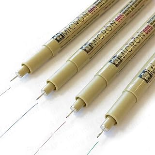 Pigma Sakura Micron - Pigment Fineliners - Pack Of 4-005 (0.2Mm) - Black, Blue, Red, And Green