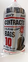 Heavy Duty Contractor Clean Up Bags, 7 Bushel Capacity, 32" x 50", Black, Roll of 10