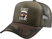 Emu Daddy Ostrich Bird Ratite I Love Emus Fathers Day Trucker Hat with Adjustable Mesh Back