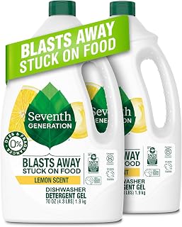 Seventh Generation Dishwasher Detergent Gel Lemon Scent 2 pack for sparkling dishes dishwasher soap 70 oz