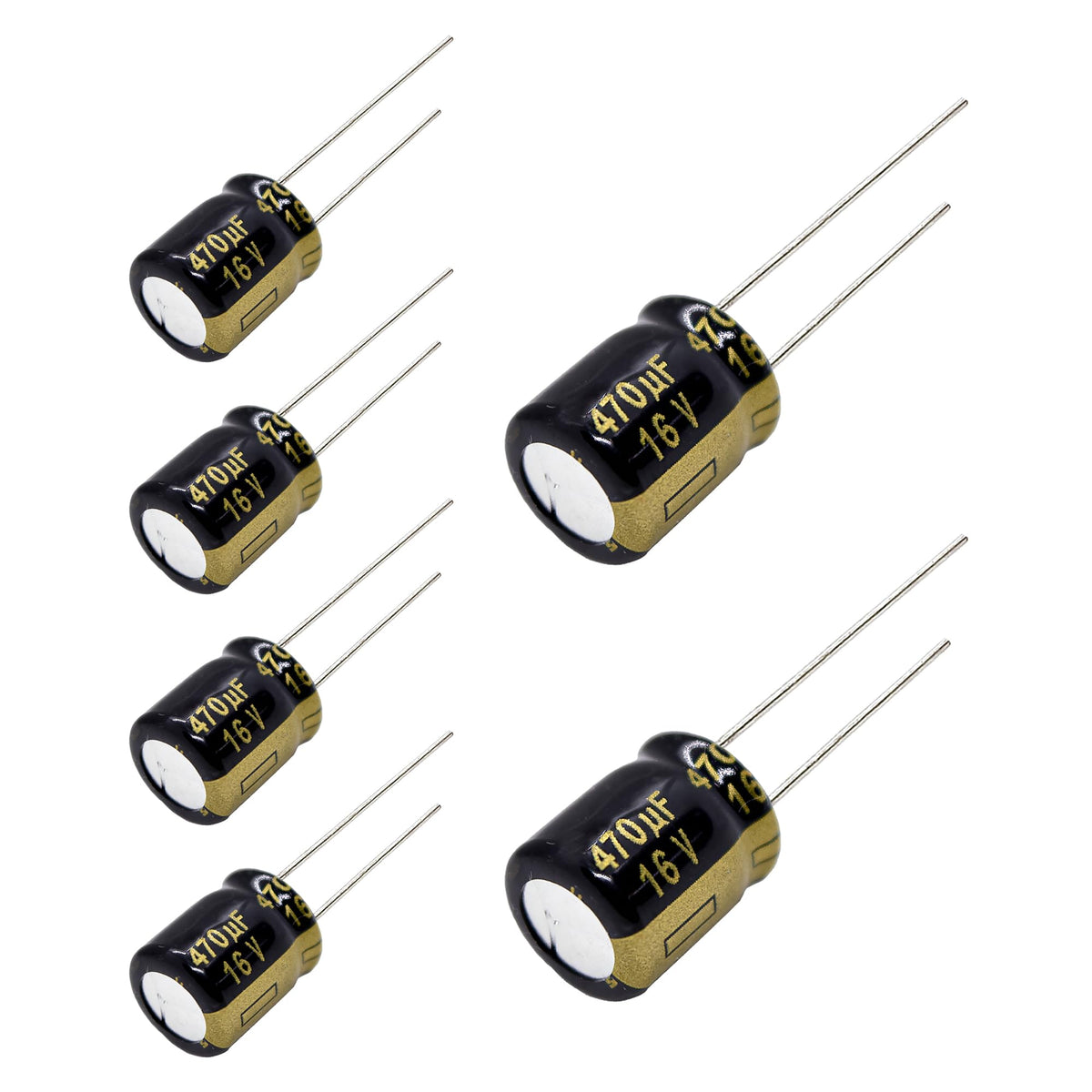 Replacement for 6 pcs FM Series Capacitors 16V 470uf Low Impedance by Panasonic – lead, Pack of 6, Model Panasonic FM Series