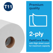 OptiCore Mid-size Toilet Paper Roll White T by Tork – 36 Count (Pack of 1), Fiber, White, Pack of 36, Model 106390