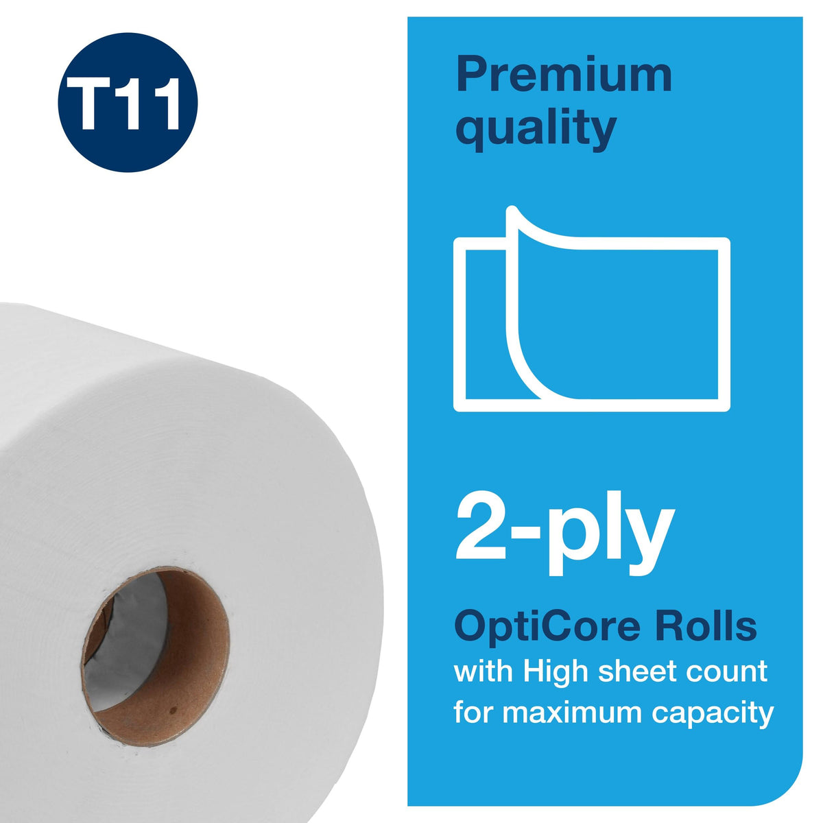 OptiCore Mid-size Toilet Paper Roll White T by Tork – 36 Count (Pack of 1), Fiber, White, Pack of 36, Model 106390