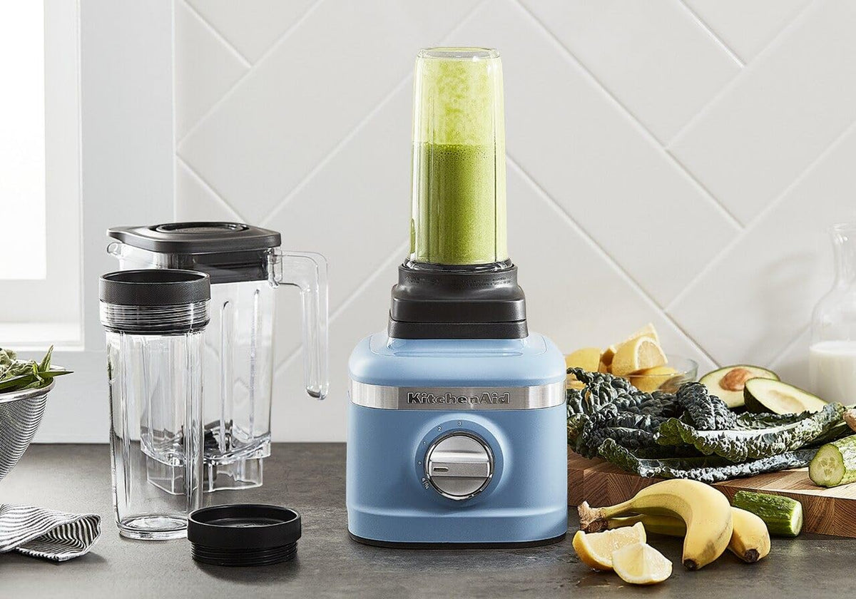 K150 3 Speed Ice Crushing Blender with 2 Personal Blender Jars by KitchenAid – 48 oz, 48.0 ounces, Plastic, Blue Velvet, Pack of 5