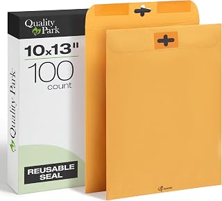 Quality Park 10 x13 Inch ClearClasp Catalog Envelopes for Mail or Storage w/Redi-Tac Clasp and Gummed Closure, 28lb Brown Kraft, 100/Box (QUA43768) (Pack of 5)